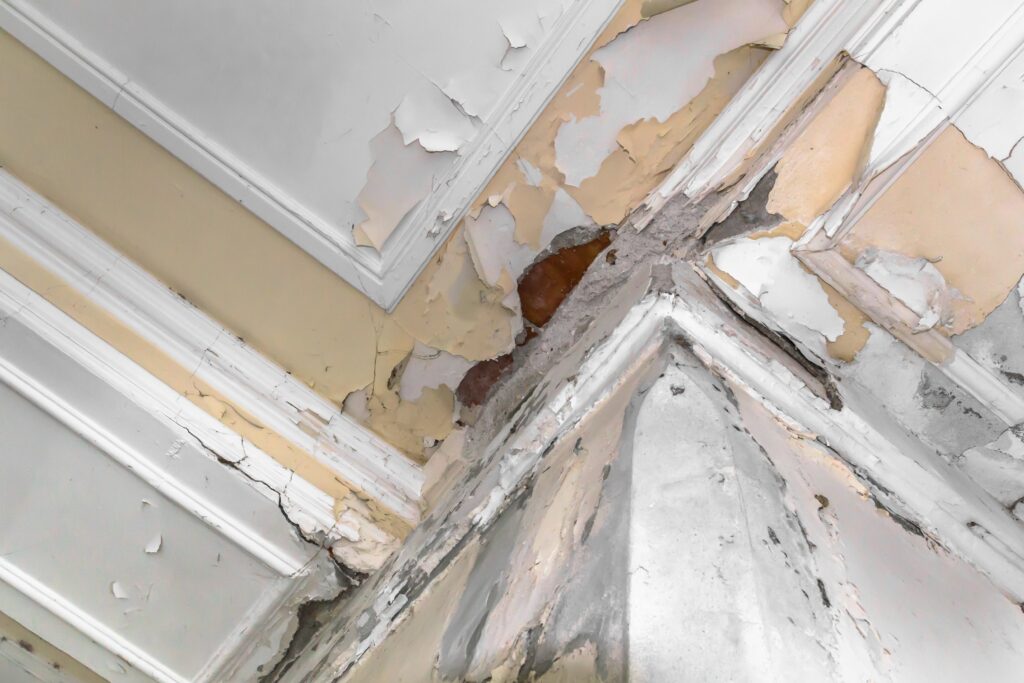 Damaged house ceiling needing major repairs